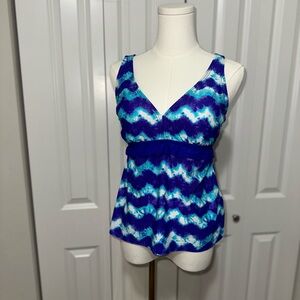 Blue Wave V-Neck Swim Tankini Top